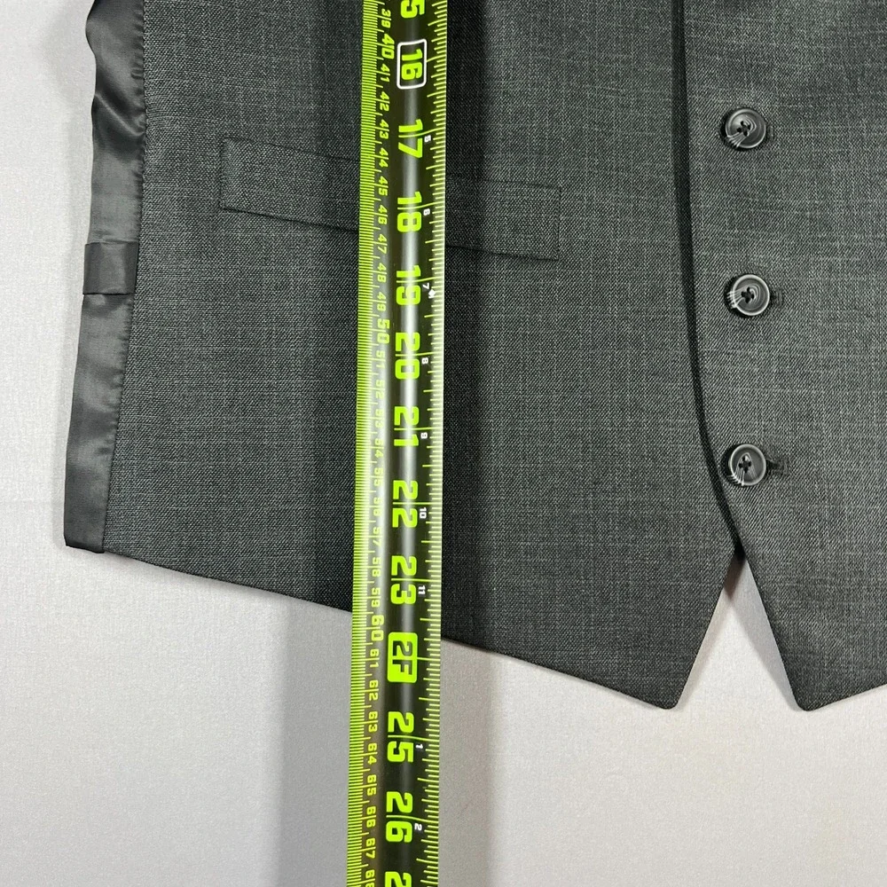 Kenneth Cole Reaction Waistcoat Mens Small Gray Double Vented Fully Lined Formal